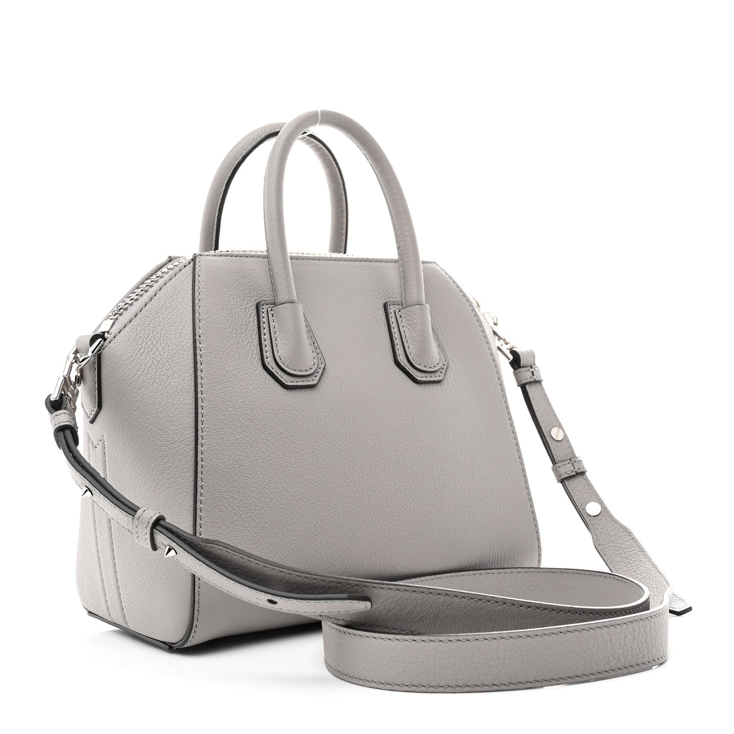 Sugar Goatskin Mini Antigona Pearl Grey