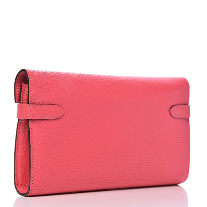 Hermes Chevre Mysore Kelly Longue Wallet Rose Lipstick 3 of 9