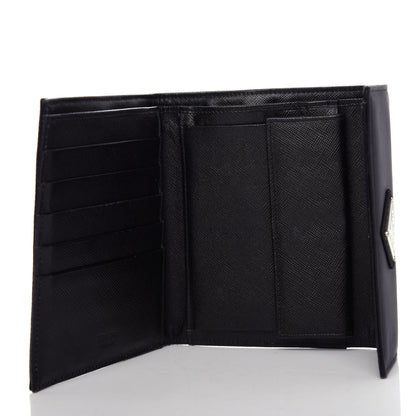 Prada Nylon Tri-Fold Compact Wallet Black 5 of 8