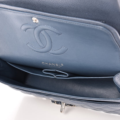 Chanel Caviar Quilted Medium Double Flap Blue 6 of 9