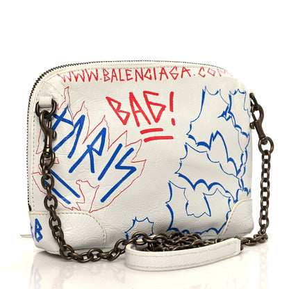 Balenciaga Agneau Graffiti All Over Classic Hardware Reporter XS White Bleu Rouge 2 of 9