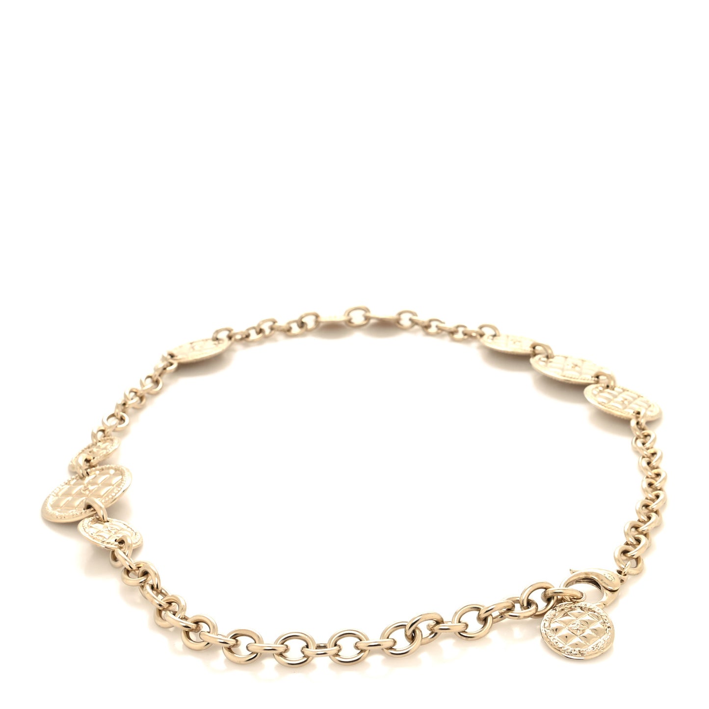 Chain Quilted CC Medallion Belt Gold
