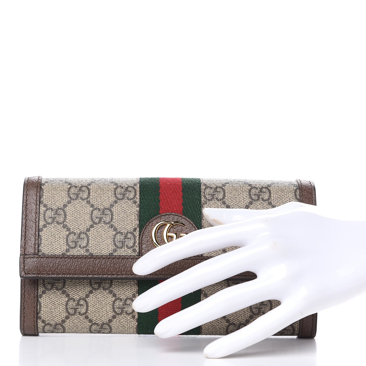 Gucci GG Supreme Monogram Web Ophidia Continental Wallet Brown 2 of 7