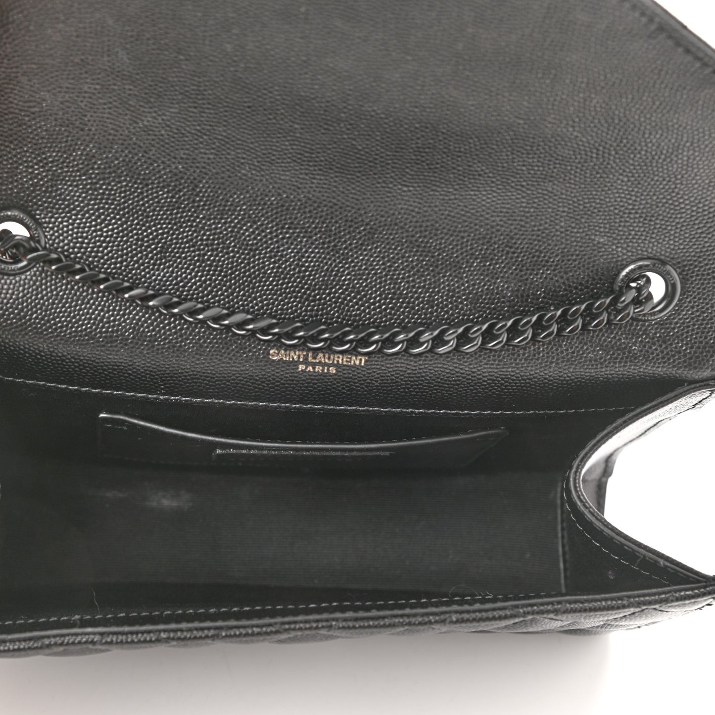 Grain De Poudre Textured Mixed Matelasse Triquilt Small Monogram Satchel Black