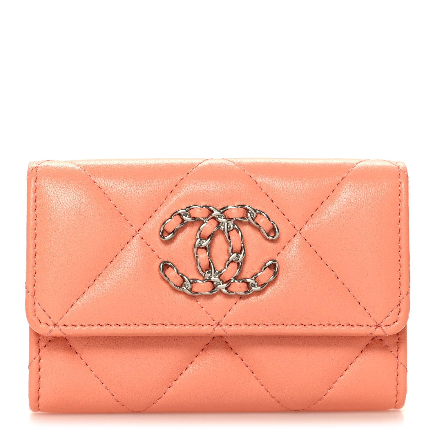 Chanel Lambskin Quilted Chanel 19 Flap Card Holder Light Orange 1 of 9