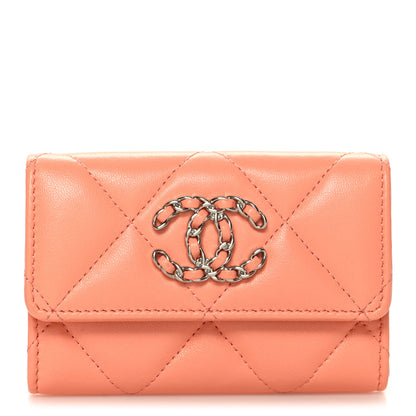 Chanel Lambskin Quilted Chanel 19 Flap Card Holder Light Orange 1 of 9