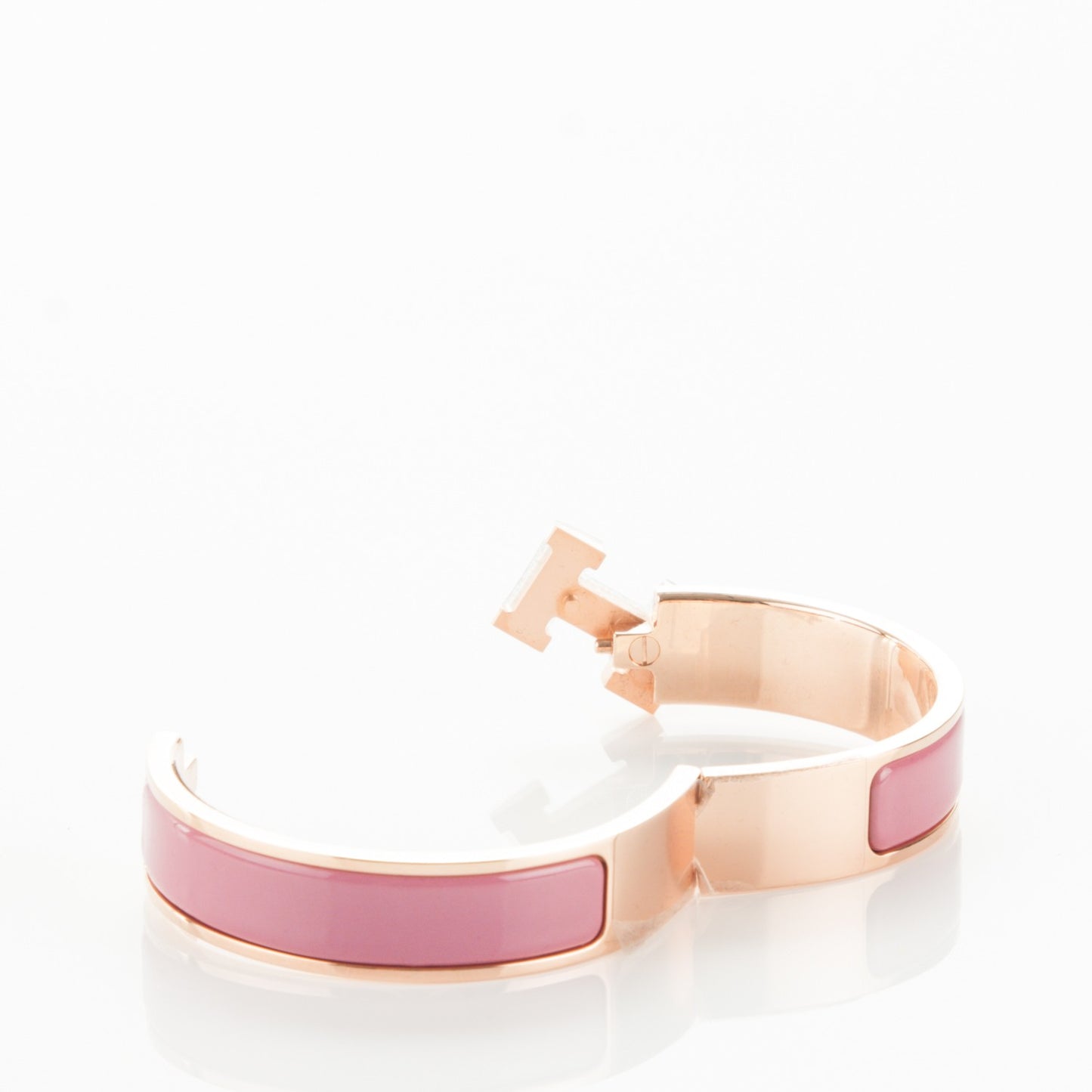 Enamel Narrow Clic Clac H Bracelet PM Rose Velours
