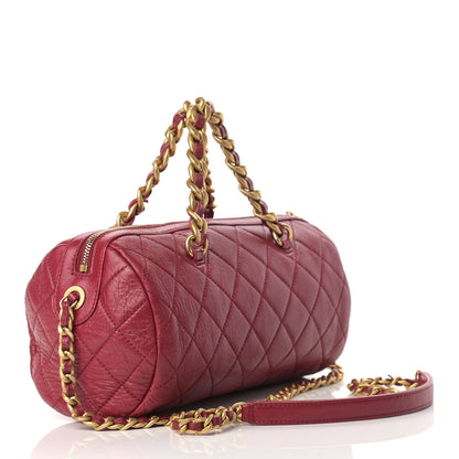 Chanel Shiny Lambskin Quilted Fashion Therapy Bowling Bag Red 3 of 11