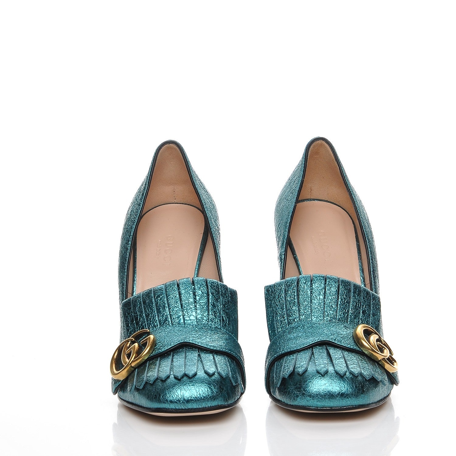 Gucci Galassia GG Marmont Fringe 105mm Loafer Pumps 37.5 Turchese 2 of 9