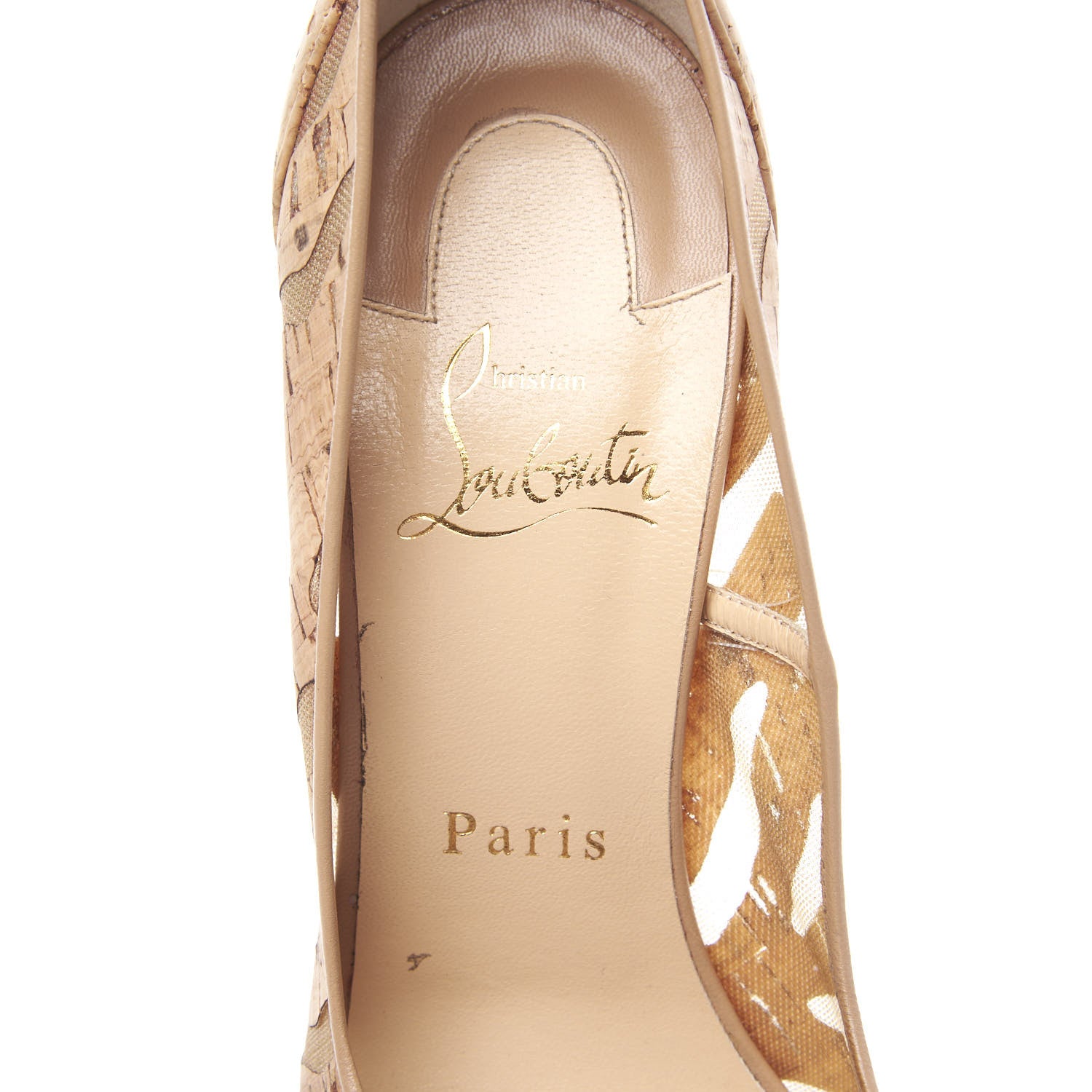 Christian Louboutin So Kate 120 Cork Devore Pumps 38.5 Noisette 8 of 10