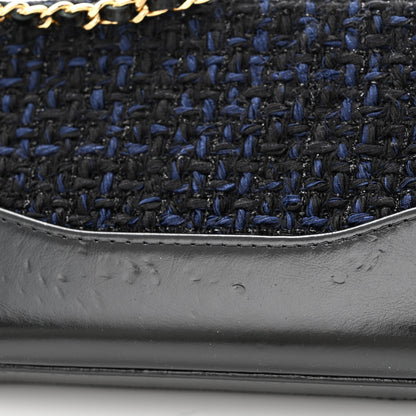 Chanel Tweed Calfskin Small Gabrielle Clutch With Chain Black Blue 16 of 17