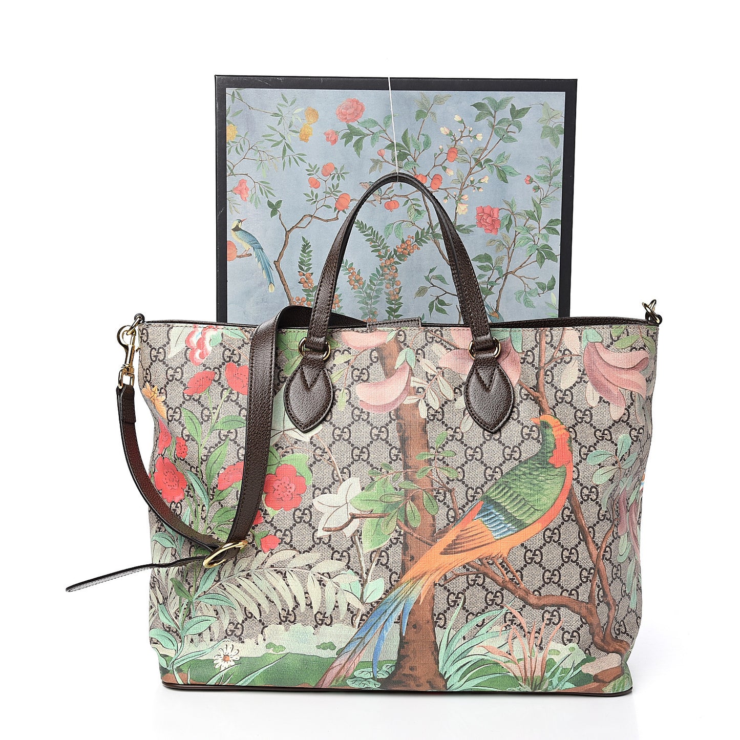 Soft GG Supreme Monogram Tian Medium Crossbody Tote Beige Multicolor New Acero