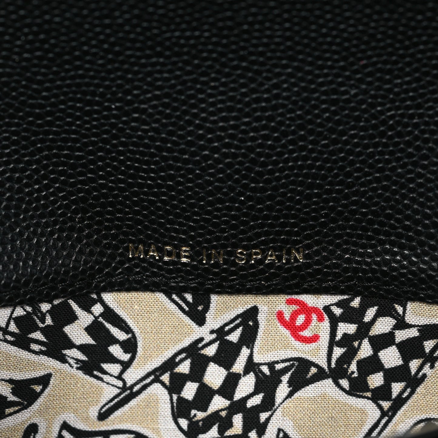 Caviar Quilted CC Large Gusset Flap Wallet Black