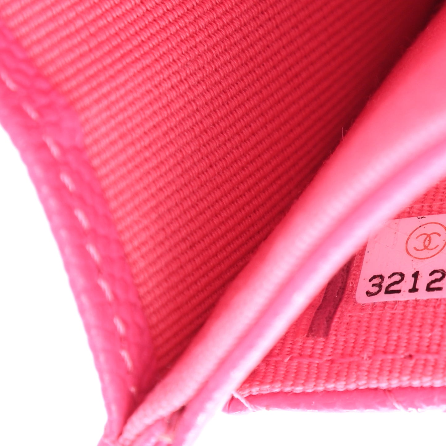 Caviar Quilted Flap Card Holder Wallet Dark Pink