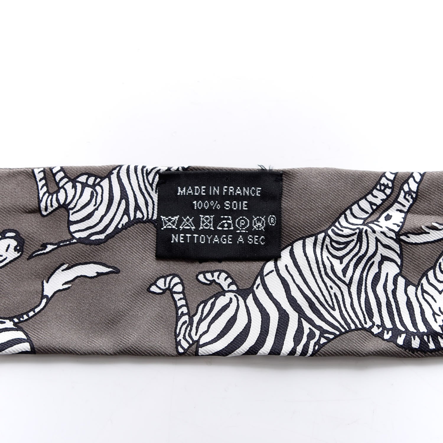 Hermes Silk Les Zebres Twilly Gris Taupe Black White 3 of 4