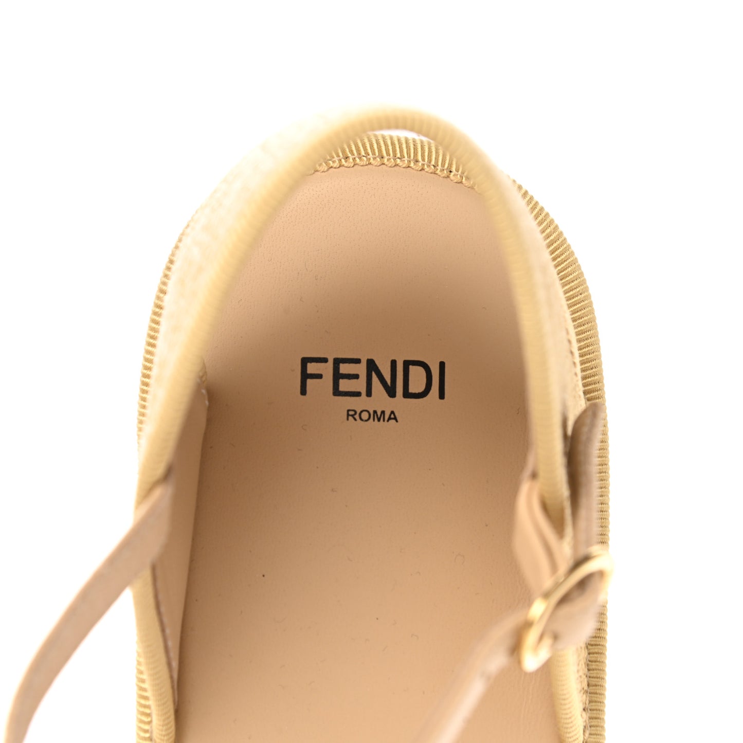 Raffia FF Embroidered Espadrille Platform Sandals 38.5 Natural
