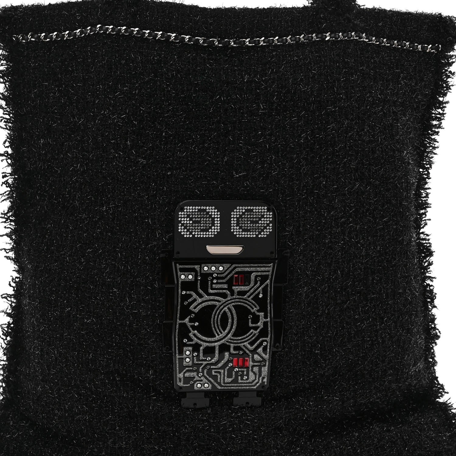 Chanel Tweed Resin Strass Large Robot Shopping Bag Black 7 of 9