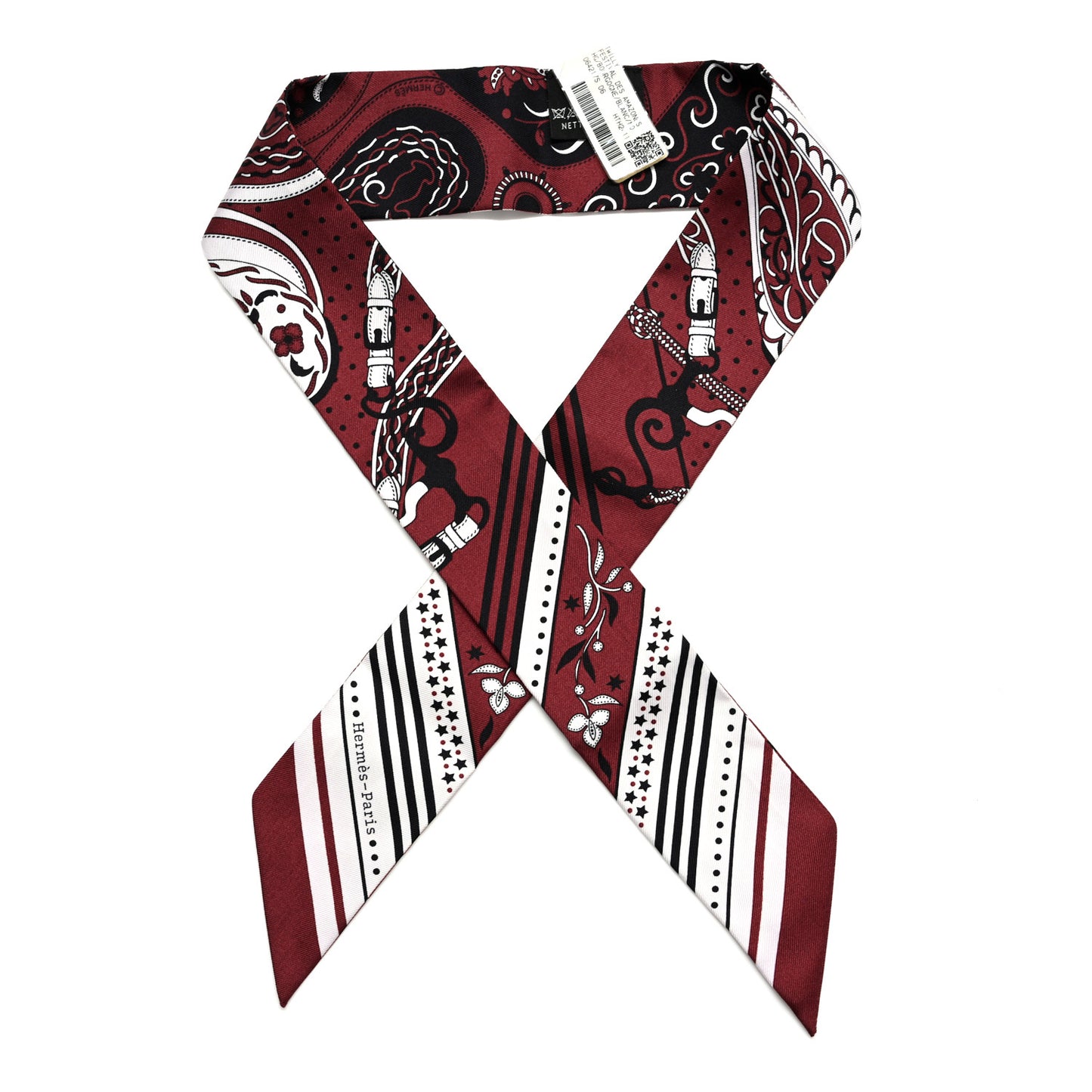 Silk Festival Des Amazones Twilly Bourgogne White Black