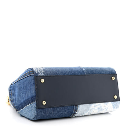 Dolce & Gabbana Calfskin Denim Patchwork Medium Miss Sicily Satchel Blue 4 of 11