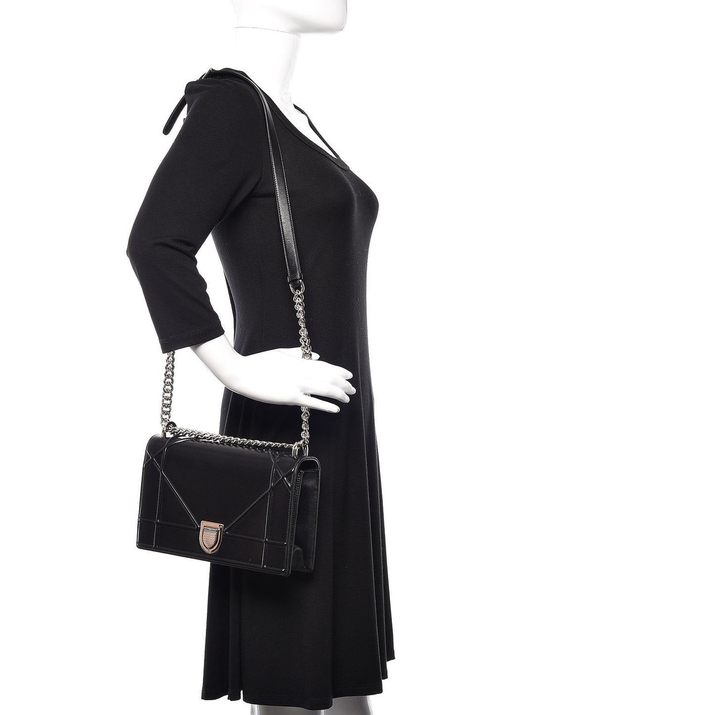 Lambskin Medium Diorama Flap Bag Black