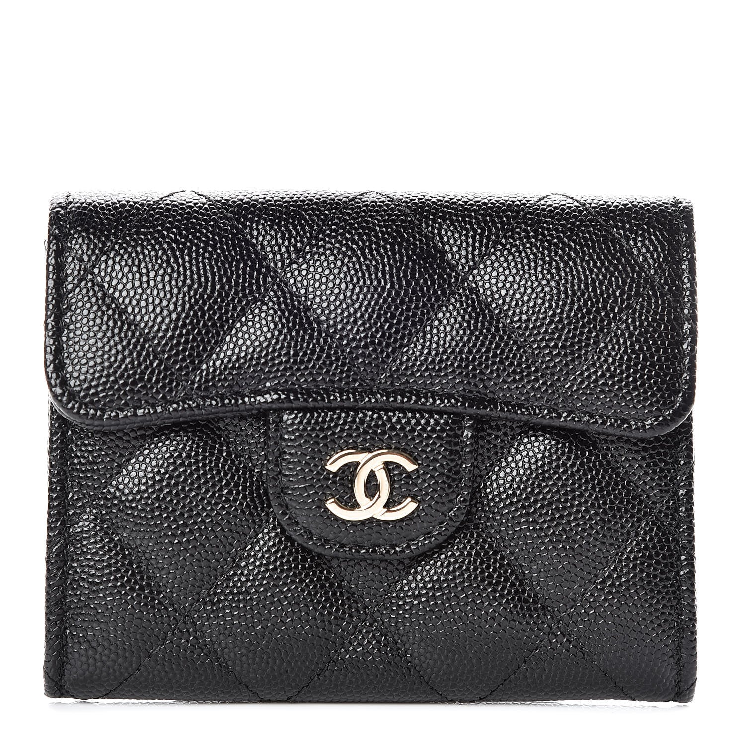 Chanel Caviar Quilted Flap Card Holder Wallet Black 1 of 9