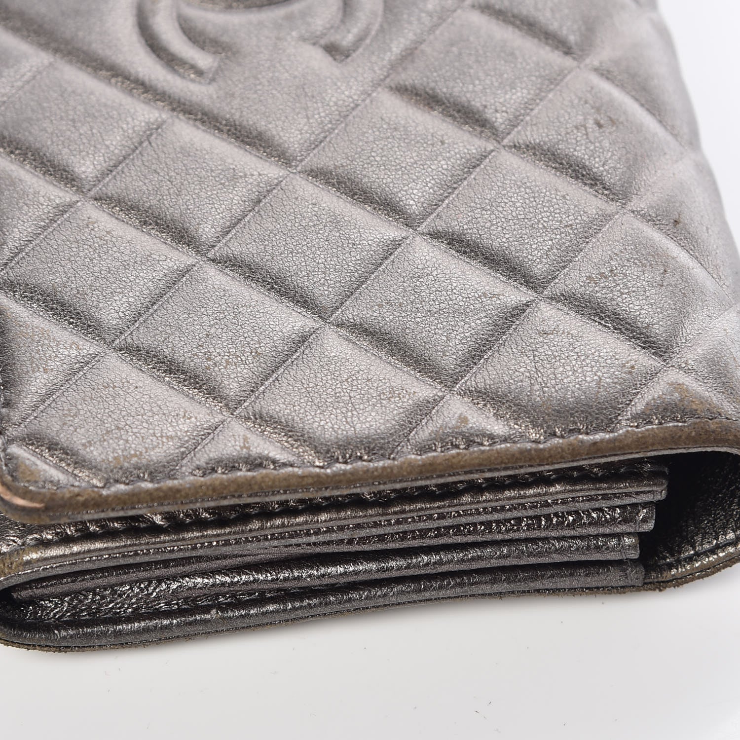 Chanel Calfskin Quilted Large Diamond CC Flap Wallet Dark Silver 17 of 19