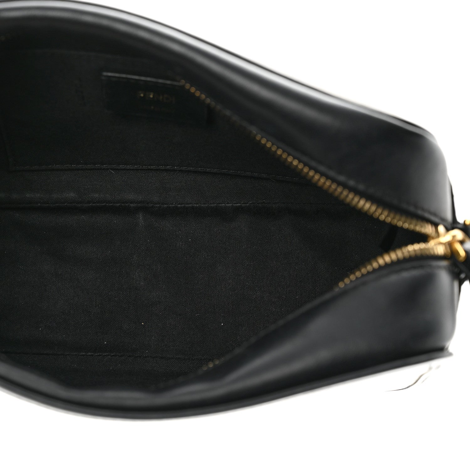 Fendi Glazed Fabric Vitello Century FF 1974 Stamp Patch Camera Case Mogano Panna Black 5 of 10