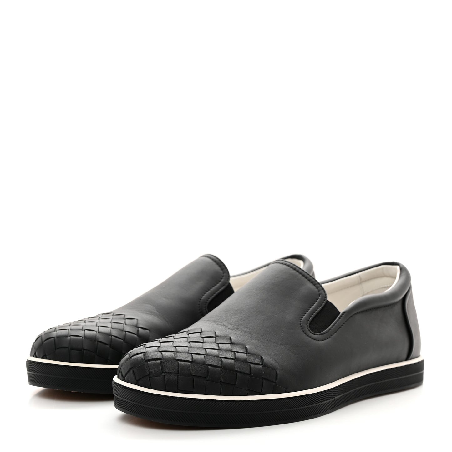 Nappa Intrecciato Slip On Sneakers 40.5 Black