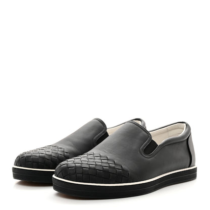 Bottega Veneta Nappa Intrecciato Slip On Sneakers 40.5 Black 3 of 9