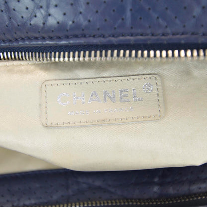 Chanel Aged Calfskin Perforated Tote Navy 9 of 10