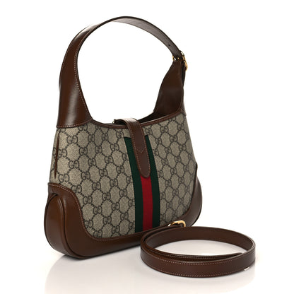 Gucci GG Supreme Monogram Azalea Calfskin Web Small Jackie 1961 Hobo Beige Ebony Brown Sugar 3 of 9