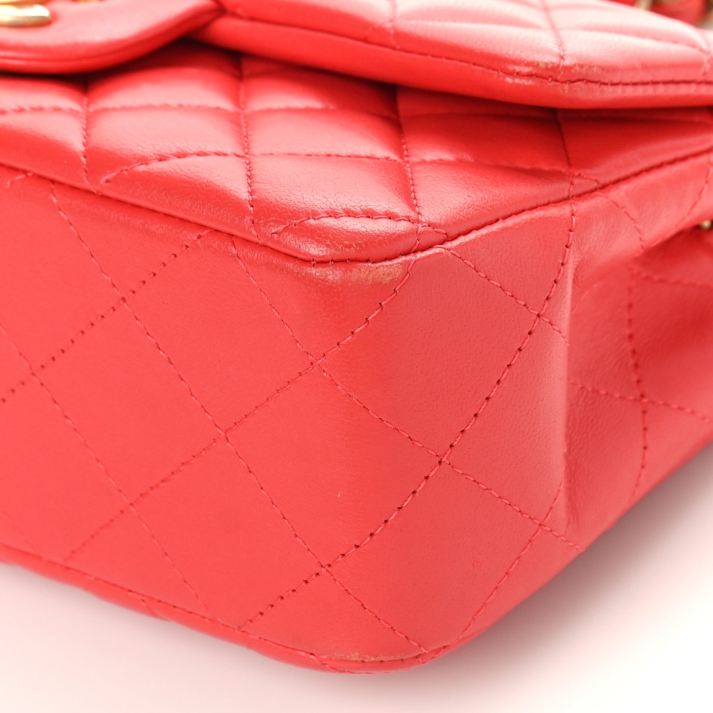 Lambskin Quilted Mini Rectangular Flap Red