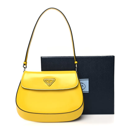 Prada Spazzolato Cleo Flap Shoulder Bag Sole Black 11 of 11