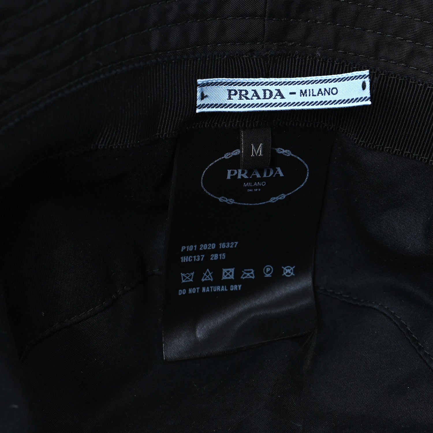 Prada Re-Nylon Metal Triangle Logo Womens Bucket Hat M Black 8 of 8