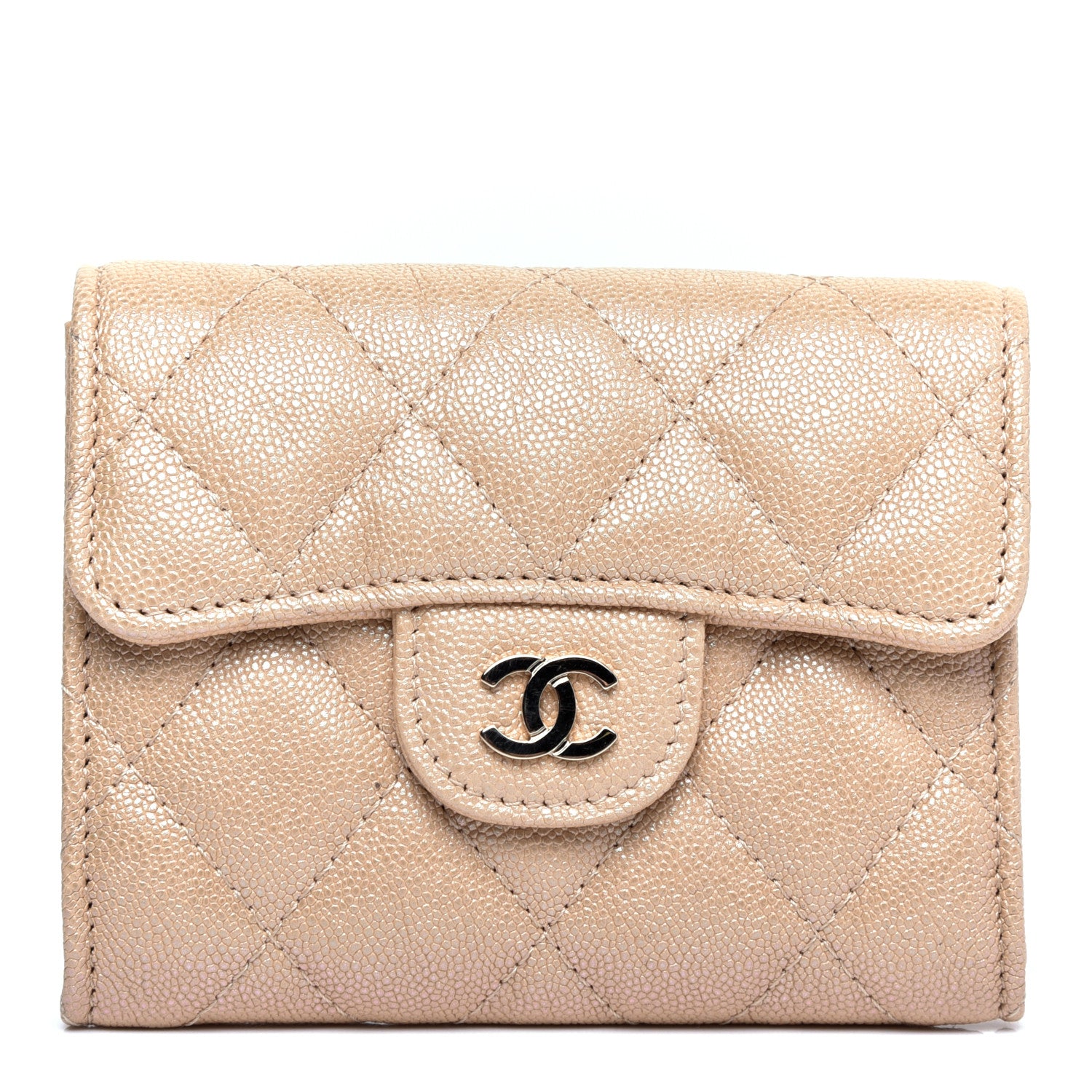 Chanel Iridescent Caviar Quilted Flap Card Holder Beige 1 of 7
