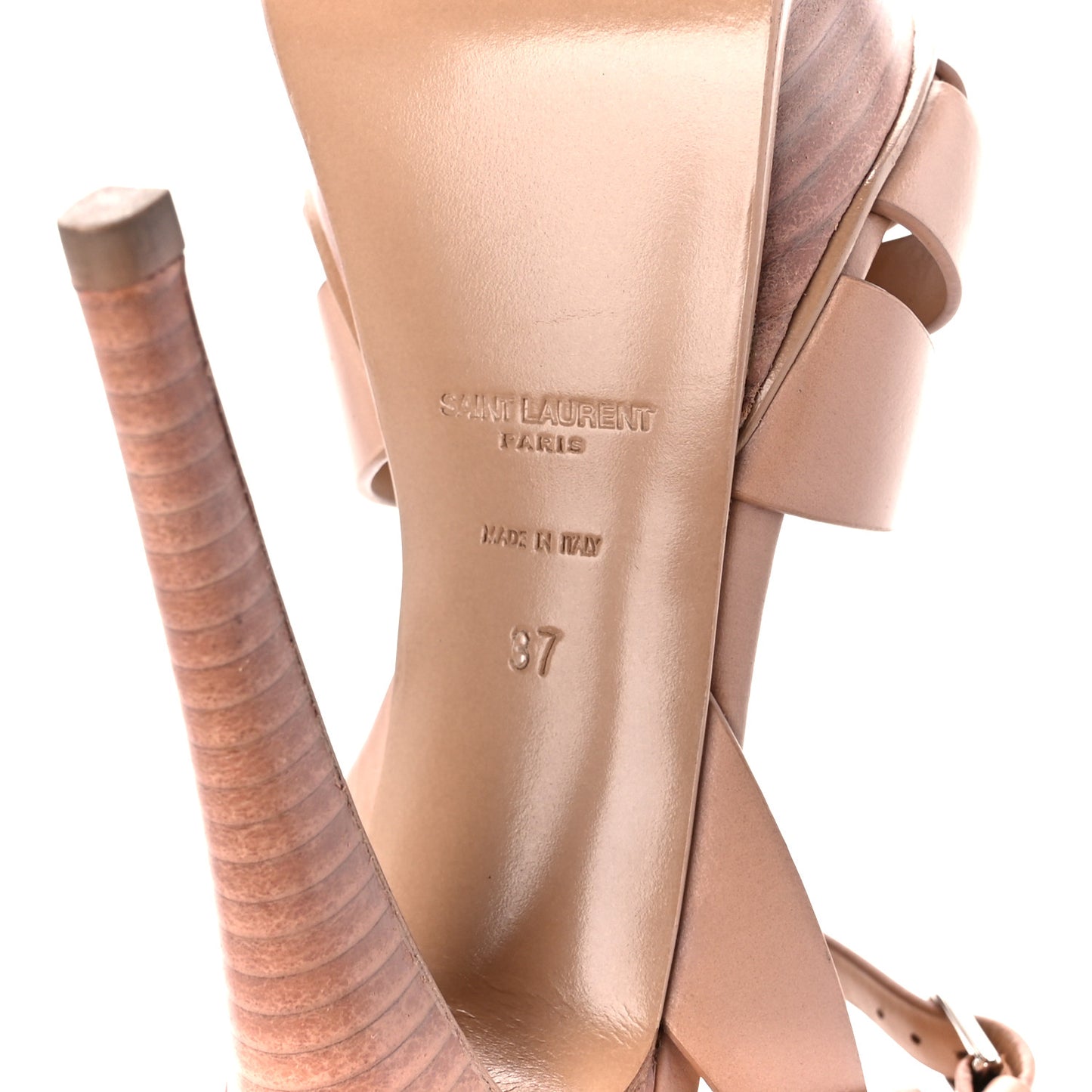 Calfskin Tribute 105 Platform Sandals 37 Beige