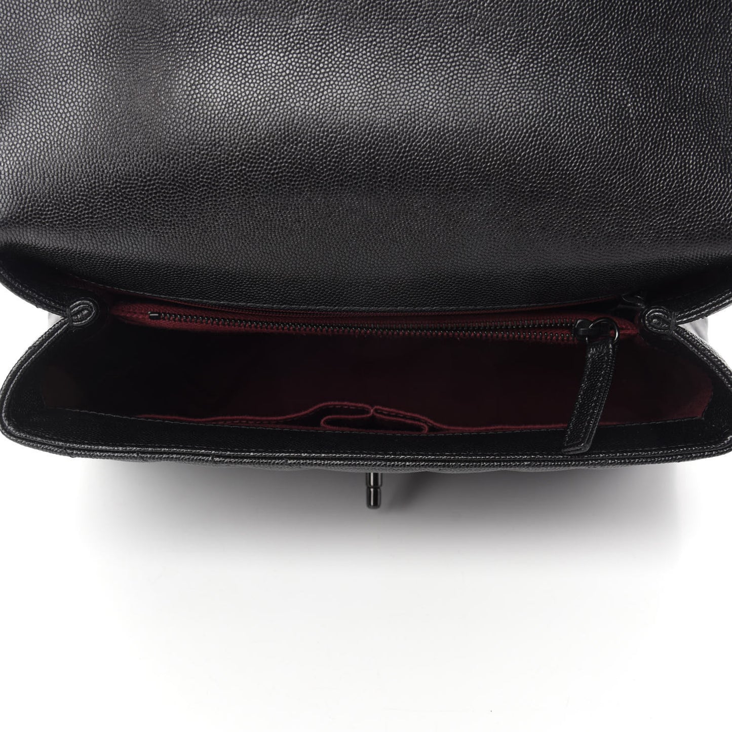 Caviar Chevron Quilted Small Coco Handle Flap So Black