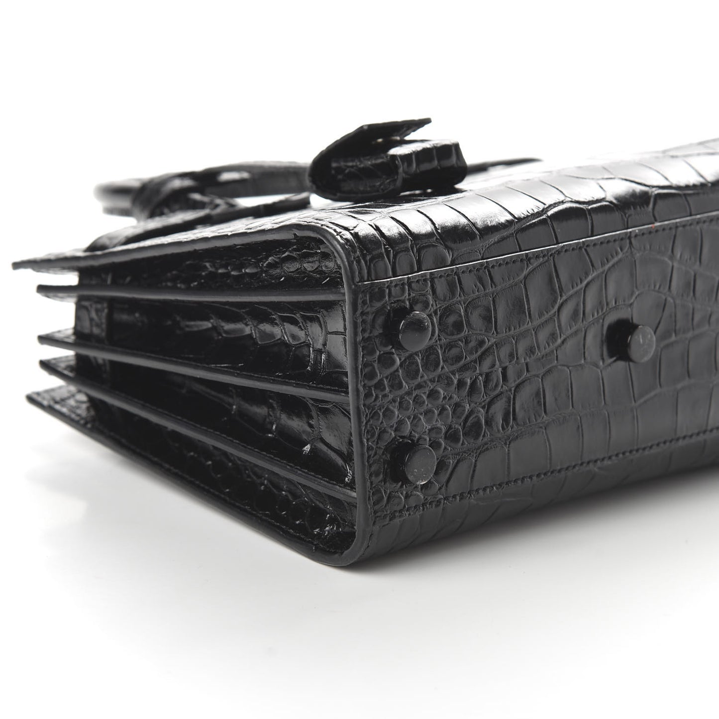 Calfskin Crocodile Embossed Nano Sac De Jour Black