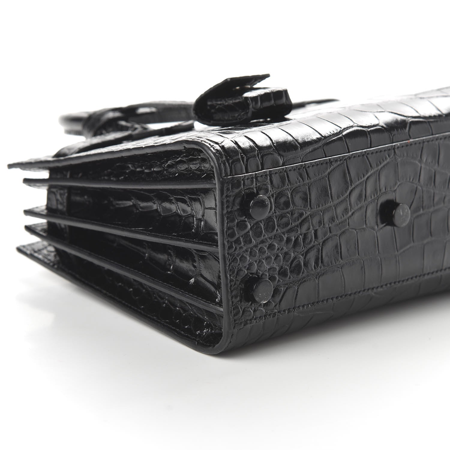 Saint Laurent Calfskin Crocodile Embossed Nano Sac De Jour Black 6 of 10