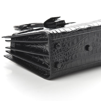 Saint Laurent Calfskin Crocodile Embossed Nano Sac De Jour Black 6 of 10