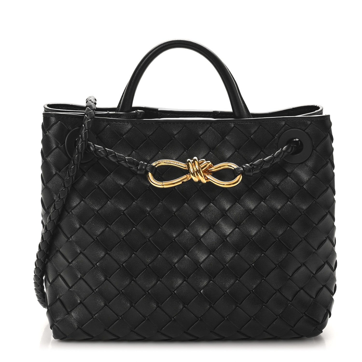 Bottega Veneta Nappa Intrecciato Small Andiamo Shoulder Bag Black 1 of 9