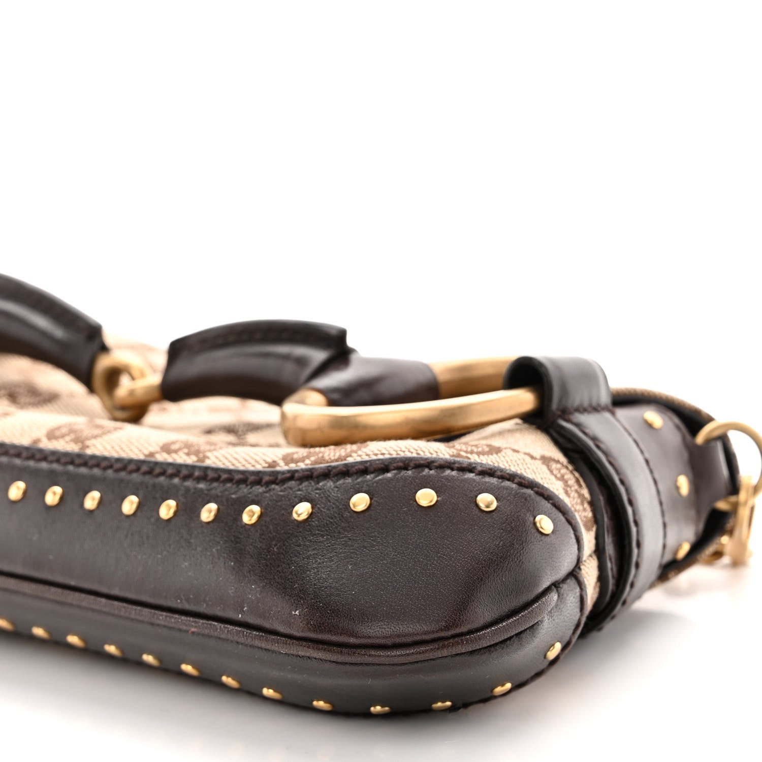 Gucci Monogram Studded Small Horsebit Clutch Dark Brown 9 of 9