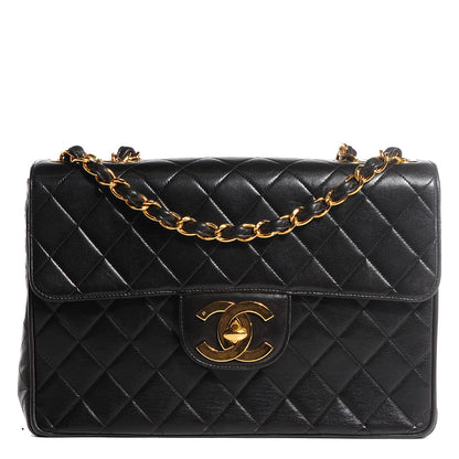 Chanel Lambskin Quilted Jumbo Flap Black 1 of 8