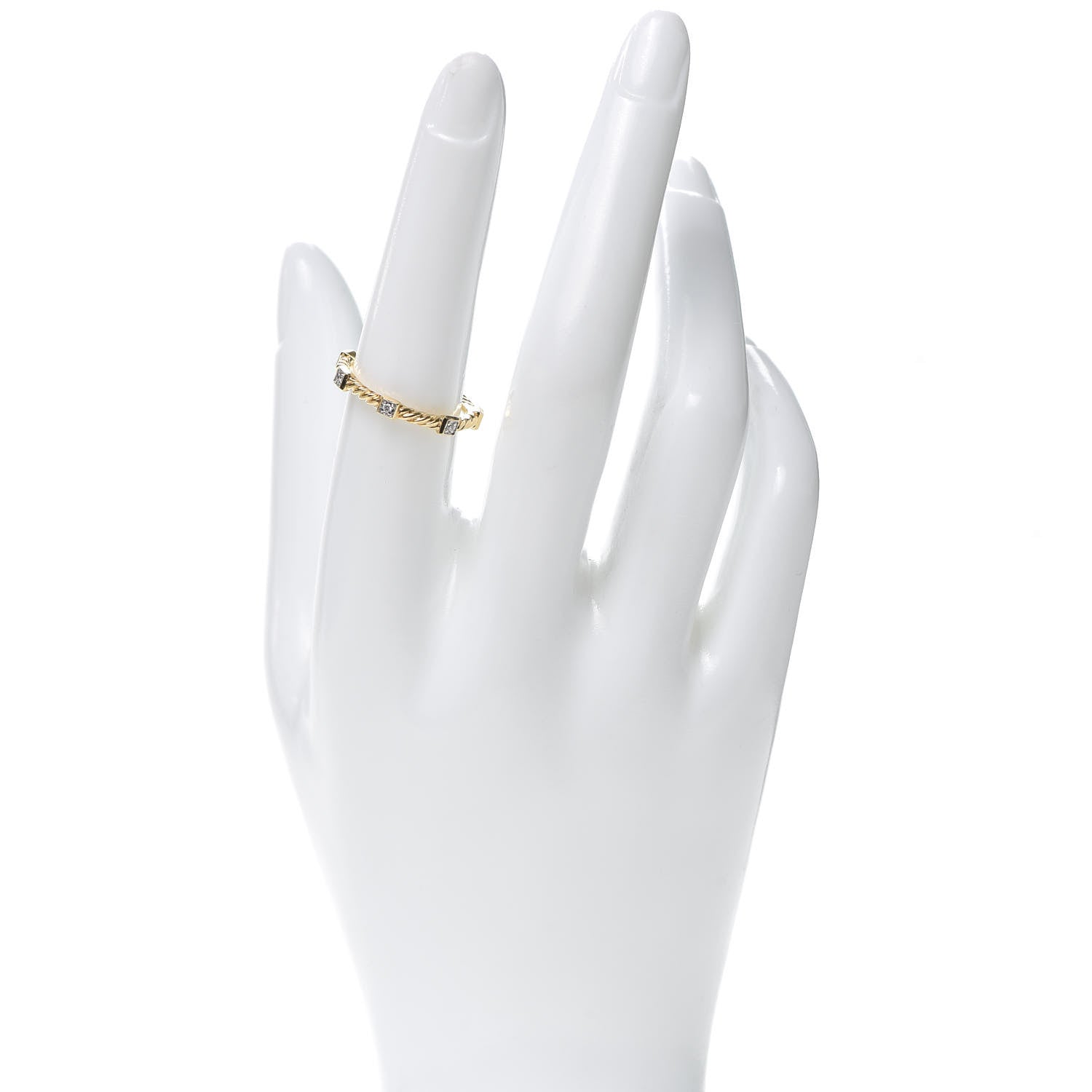 David Yurman 18K Yellow Gold Diamond Paveflex 2mm Stackable Band Ring 54 6.75 2 of 4