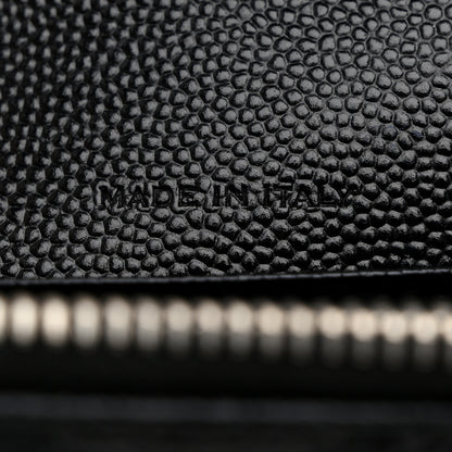 Saint Laurent Grain De Poudre Matelasse Chevron Monogram Envelope Chain Wallet Black 7 of 11
