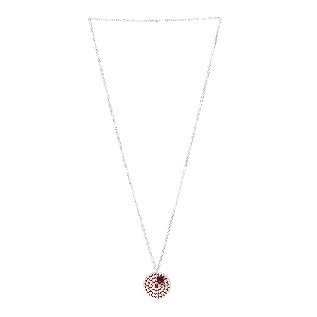 Tiffany Sterling Silver Enamel Paloma Picasso Large Crown of Hearts Pendant Necklace Red 3 of 5