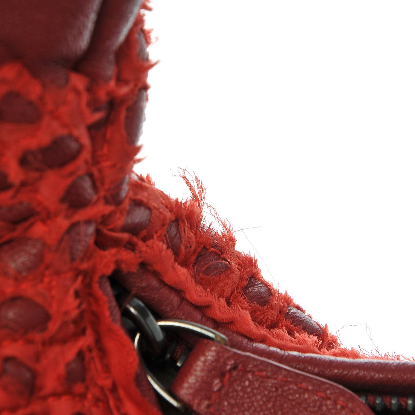Nappa Silk Mini Ponza Devore Fuzzy Hobo Blood