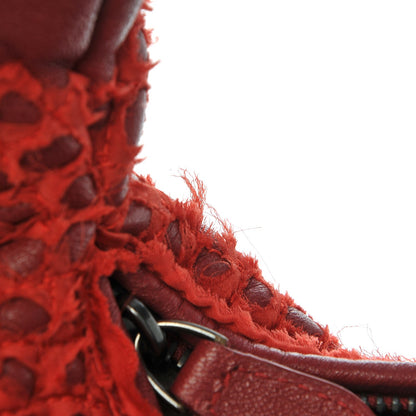Bottega Veneta Nappa Silk Mini Ponza Devore Fuzzy Hobo Blood 10 of 10