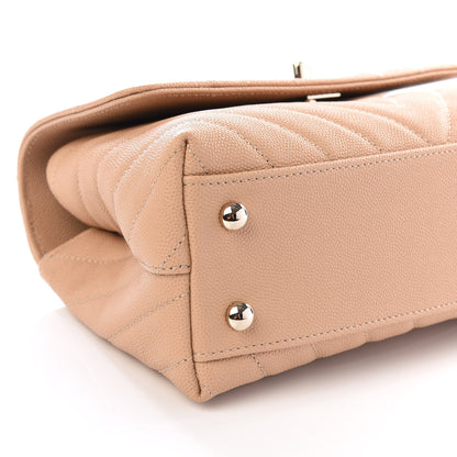 Chanel Caviar Chevron Quilted Mini Coco Handle Flap Beige 5 of 10