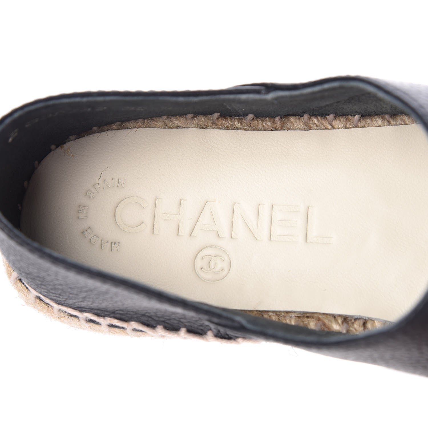 Chanel Grained Calfskin CC Espadrilles 35 Black Navy 6 of 11